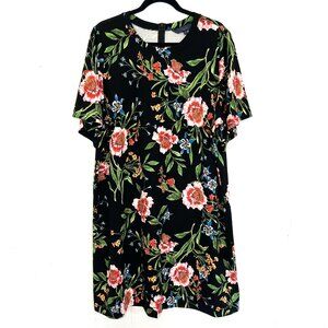 Rachel Rachel Roy Dress Black Floral Short Sleeve Zip Back 3X